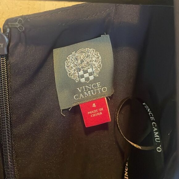 Vince Camuto Jumpsuit  Ruffle Neck Halter Wide Leg Navy Blue Stretch Sz. 4 - Picture 11 of 11